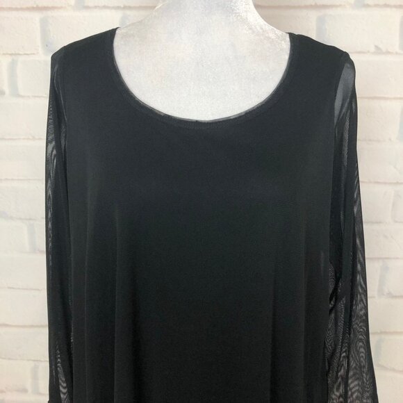 Comfy USA Mia Tunic Size M Black Mesh 3/4 Sleeve - Picture 4 of 7